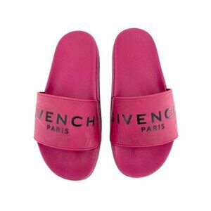 Givenchy Berry Red Slide Sandals Synthetic Rubber SZ 37 EU